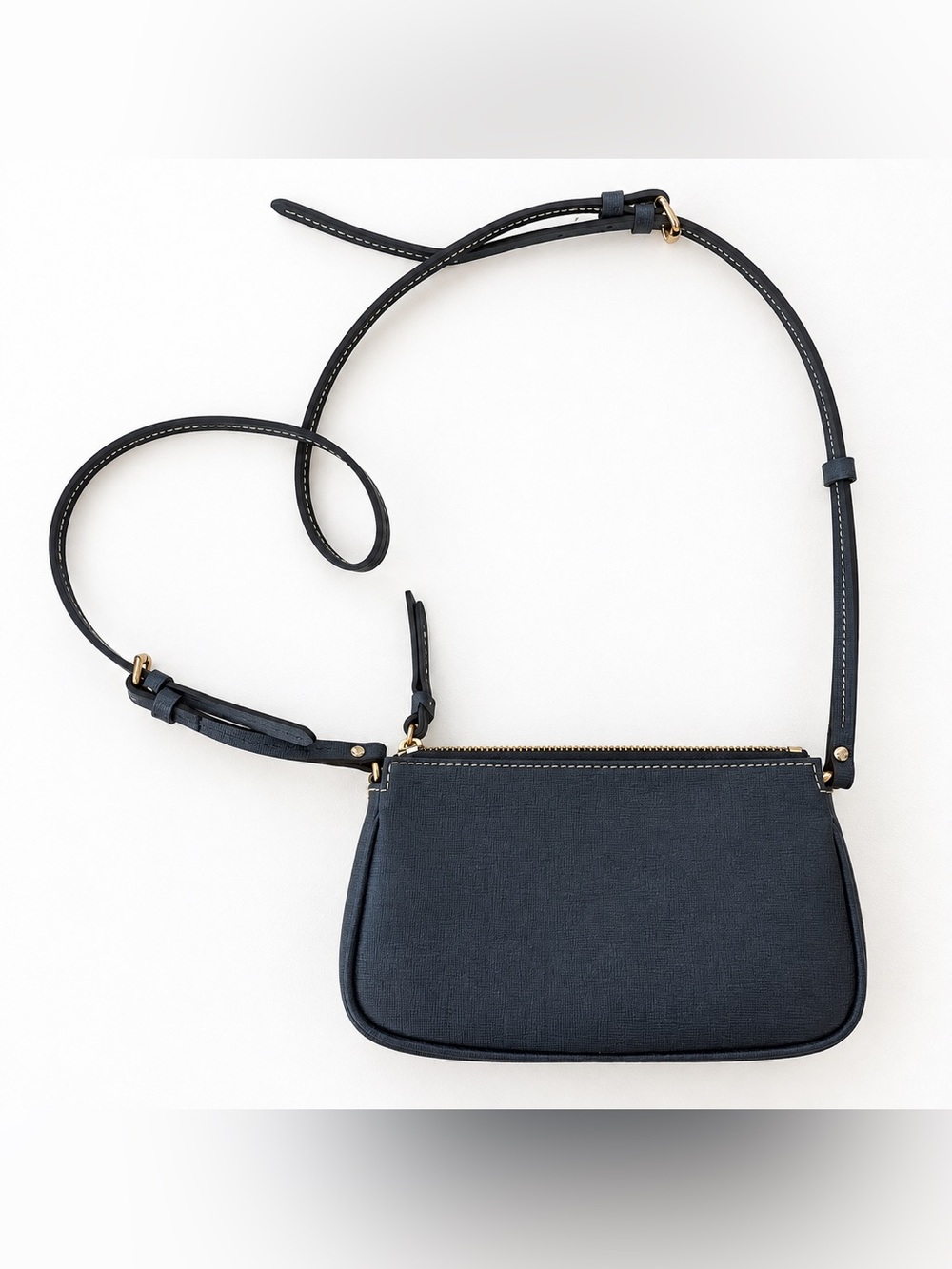 Dooney & Bourke Mini Crossbody Bag Navy Blue Saffiano Leather Gold Hardware Y2K - Picture 2 of 10